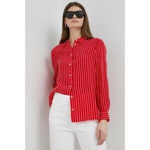 Košeľa Tommy Hilfiger dámska, červená farba, regular, s klasickým golierom