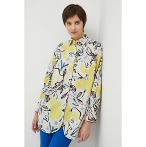 Bavlnená košeľa PS Paul Smith dámska, béžová farba, voľný strih, s klasickým golierom