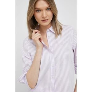 Bavlnená košeľa Gant dámska, fialová farba, regular, s klasickým golierom