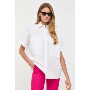 Bavlnená košeľa Patrizia Pepe dámska, biela farba, voľný strih, s klasickým golierom