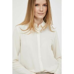Košeľa Lauren Ralph Lauren dámska, béžová farba, regular, s klasickým golierom