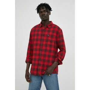 Bavlnená košeľa Wrangler pánska, červená farba, regular, s klasickým golierom