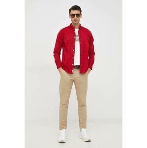 Bavlnená košeľa Tommy Hilfiger pánska, červená farba, regular, s golierom button-down