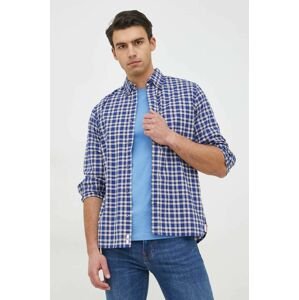 Bavlnená košeľa Tommy Hilfiger pánska, tmavomodrá farba, regular, s golierom button-down