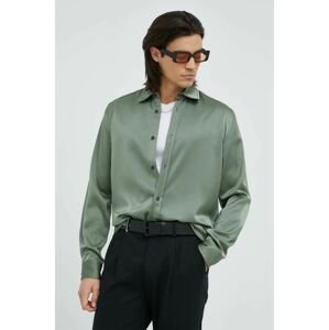 Košeľa Bruuns Bazaar Glam Norman pánska, zelená farba, regular, s klasickým golierom