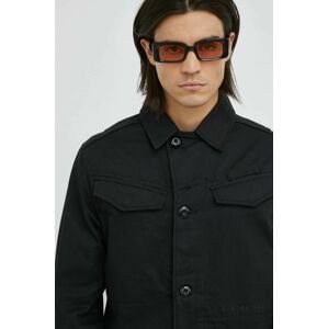 Bavlnená košeľa G-Star Raw pánska, čierna farba, regular, s klasickým golierom