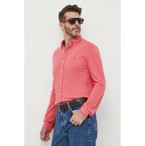 Bavlnená košeľa Polo Ralph Lauren pánska, červená farba, regular, s golierom button-down