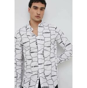 Košeľa Armani Exchange pánska, biela farba, slim, s golierom button-down