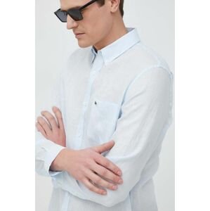 Ľanová košeľa Lacoste regular, s golierom button-down