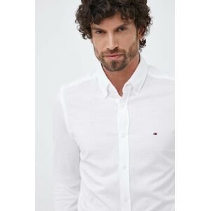 Bavlnená košeľa Tommy Hilfiger pánska,biela farba,slim,s golierom button-down,MW0MW30675