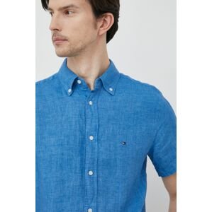 Ľanová košeľa Tommy Hilfiger regular, s golierom button-down