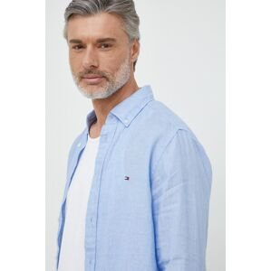 Ľanová košeľa Tommy Hilfiger regular, s golierom button-down