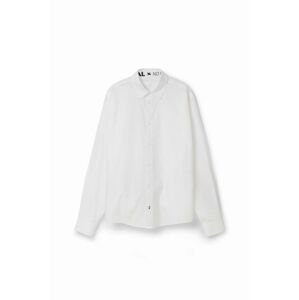 Bavlnená košeľa Desigual pánska, biela farba, regular, s klasickým golierom
