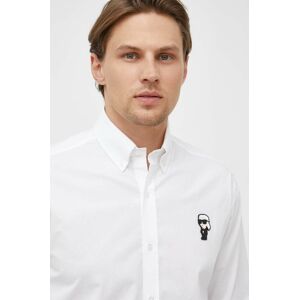 Košeľa Karl Lagerfeld pánska, biela farba, regular, s golierom button-down