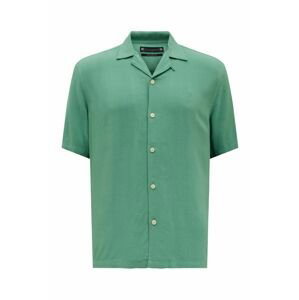 Košeľa AllSaints pánska, zelená farba, voľný strih
