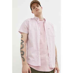 Košeľa Hollister Co. pánska, červená farba, regular, s golierom button-down