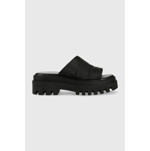 Šľapky Calvin Klein Jeans TOOTHY COMBAT SANDAL WEBBING dámske, čierna farba, na platforme, YW0YW00949