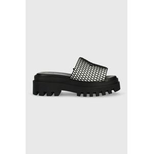 Šľapky Calvin Klein Jeans TOOTHY COMBAT SANDAL OVER MESH dámske, čierna farba, na platforme, YW0YW00950