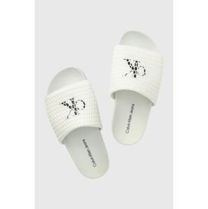 Šľapky Calvin Klein Jeans COMFORT SANDAL OVERSIZED MESH dámske, biela farba, YW0YW00973