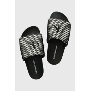 Šľapky Calvin Klein Jeans COMFORT SANDAL OVERSIZED MESH dámske, čierna farba, YW0YW00973