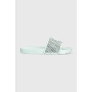 Šľapky Calvin Klein Jeans SLIDE BADGE WN dámske, zelená farba, YW0YW00997