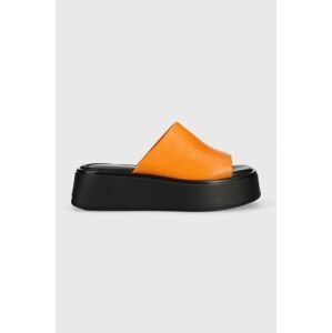 Kožené šľapky Vagabond Shoemakers COURTNEY dámske, oranžová farba, na platforme, 5334.601.44