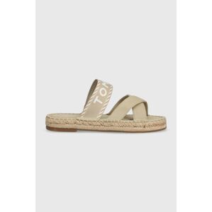 Šľapky Tommy Hilfiger SEASONAL WEBBING SANDAL dámske, béžová farba, FW0FW07181