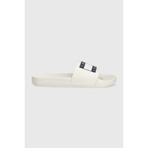 Šľapky Tommy Jeans POOL SLIDE ESS dámske, biela farba, EN0EN02115,