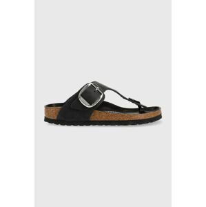 Semišové žabky Birkenstock Gizeh Big Buckle Gizeh dámske, čierna farba, na plochom podpätku