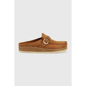 Semišové šľapky Birkenstock Buckley dámske, hnedá farba, 1024028