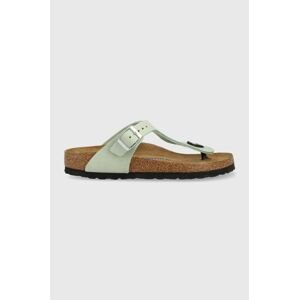 Semišové žabky Birkenstock Gizeh SFB 1024062-Matcha, dámske, zelená farba, na plochom podpätku, 1024062