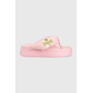 Žabky Chiara Ferragni CF3149_012 dámske, ružová farba, na platforme, CF PLATFORM FLIP FLOP