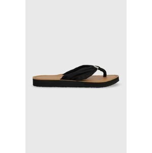 Žabky Tommy Hilfiger TH ELEVATED BEACH SANDAL dámske, čierna farba, na plochom podpätku, FW0FW06985