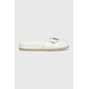 Kožené šľapky Tommy Hilfiger TH MULE SANDAL LEATHER dámske, biela farba