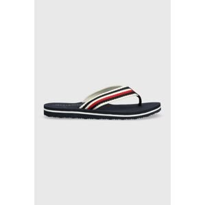 Žabky Tommy Hilfiger TOMMY ESSENTIAL COMFORT SANDAL dámske, tmavomodrá farba, na plochom podpätku, FW0FW07147