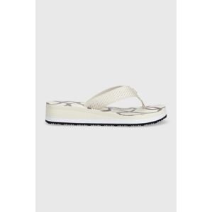 Žabky Tommy Hilfiger TOMMY ROPE M WEDGE SANDAL dámske, biela farba, na kline, FW0FW07148