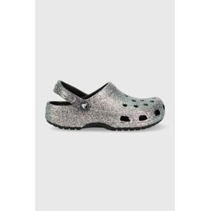 Šľapky Crocs Classic Glitter Clog 205942.0C4-0C4, dámske, strieborná farba, 205942