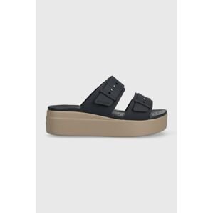 Šľapky Crocs Brooklyn Low Wedge Sandal dámske, tmavomodrá farba, na platforme, 207431