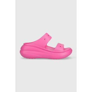 Šľapky Crocs CLASSIC CRUSH SANDAL 207670.6UB-6UB, dámske, ružová farba, na platforme, 207670