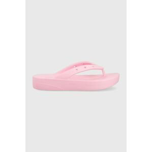 Žabky Crocs Classic Platform Flip 207714.6S0-6S0, dámske, ružová farba, na platforme, 207714
