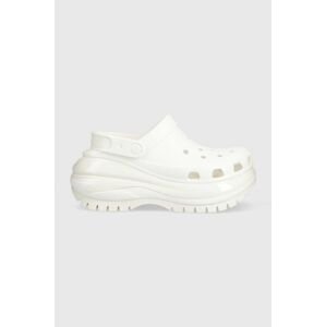 Šľapky Crocs Classic Mega Crush Clog dámske, biela farba, na platforme, 207988