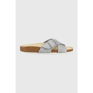 Semišové šľapky Birkenstock Siena dámske, strieborná farba, 1024212