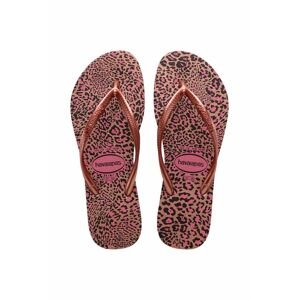 Žabky Havaianas SLIM ANIMALS dámske, ružová farba, na plochom podpätku, 4103352.6459