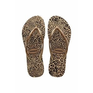 Žabky Havaianas SLIM ANIMALS dámske, béžová farba, na plochom podpätku, 4103352.9877