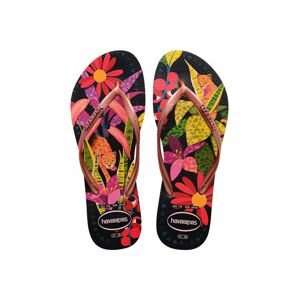 Žabky Havaianas SLIM TROPICAL dámske, na plochom podpätku, 4122111.1256