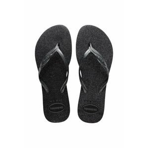 Žabky Havaianas FANTASIA GLOSS dámske, čierna farba, na plochom podpätku, 4145643.0006