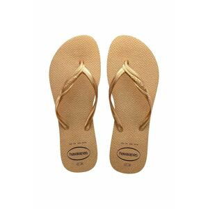 Žabky Havaianas FANTASIA GLOSS dámske, zlatá farba, na plochom podpätku, 4145643.0570