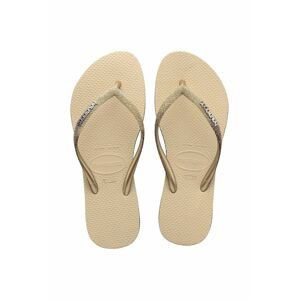 Žabky Havaianas SLIM SPARKLE II dámske, béžová farba, na plochom podpätku, 4146093.0154