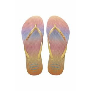 Žabky Havaianas SLIM GRADIENT dámske, žltá farba, na plochom podpätku, 4146908.1732