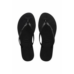 Žabky Havaianas YOU GLITTER dámske, čierna farba, na plochom podpätku, 4148041.0090